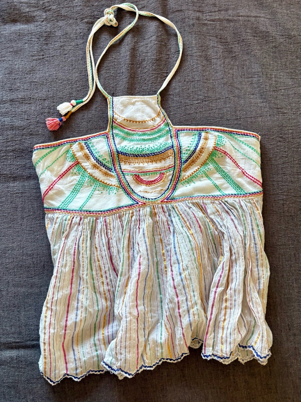 Anthropologie Floreat Itzel Embroidered Cotton Halter